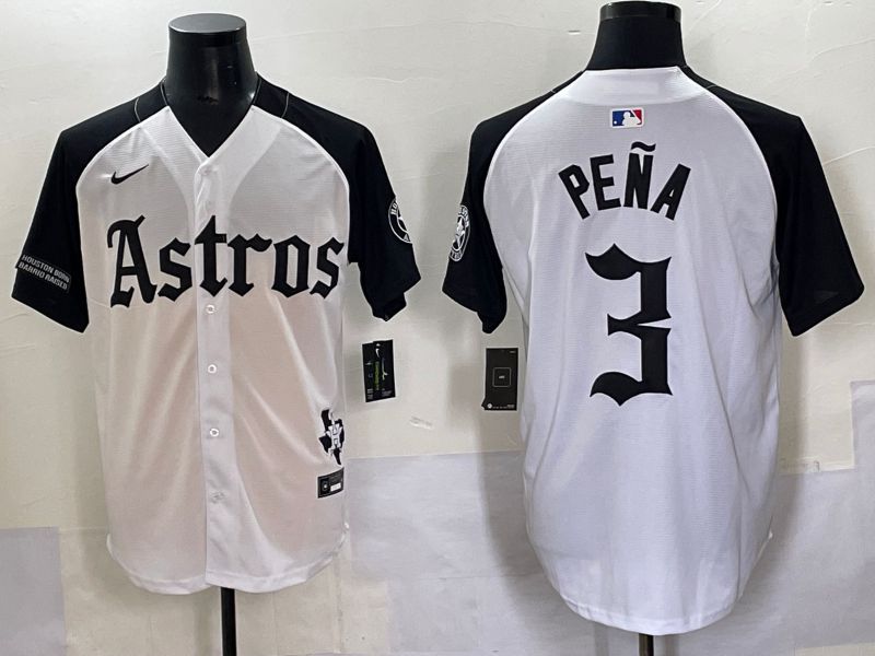 Men 2025 Houston Astros #3 Pena white black Five generations Joint Name Nike MLB Jersey style 11